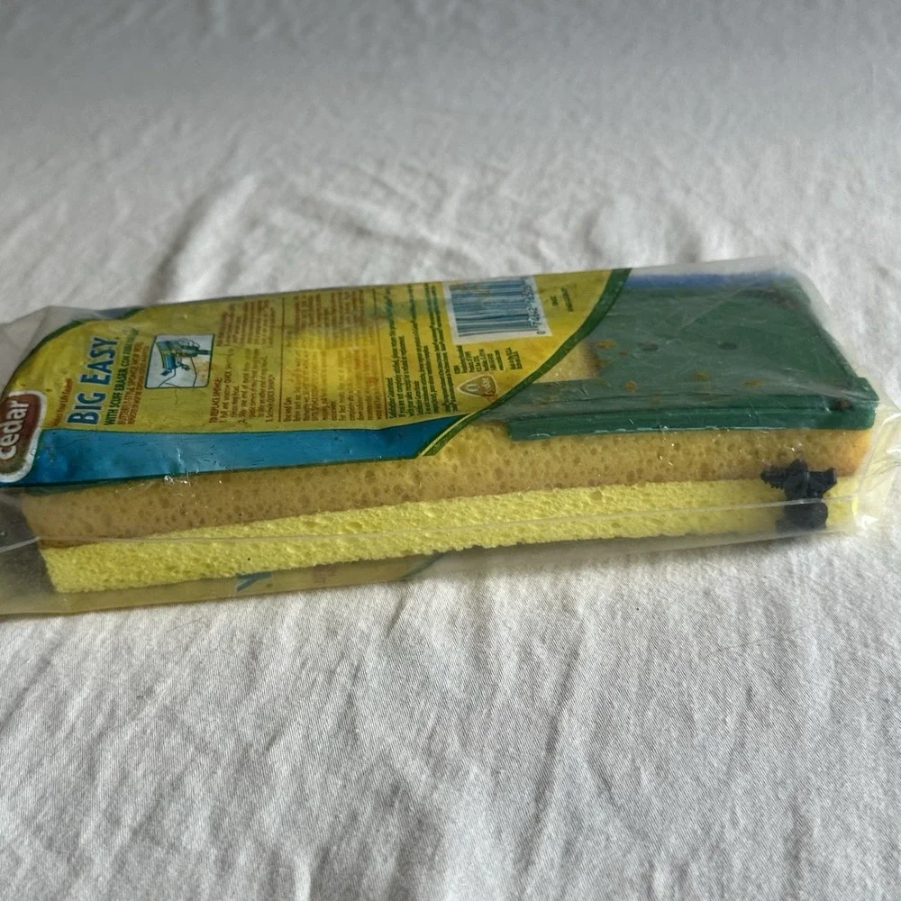 O CEDAR Big Easy Butterfly Sponge Mop Snap-on Refill w/ Scuff Eraser 1842C NOS